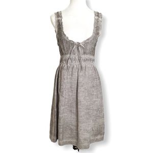 BEULAH Sheer Silk Cotton Ramie Blend Gray Sleeveless Corset Semi Dress S…